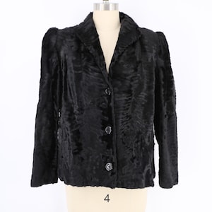 80s black BEN KHAN fur jacket M / vintage astrakhan fur supple peak shoulder vintage jacket coat 1980s 70s