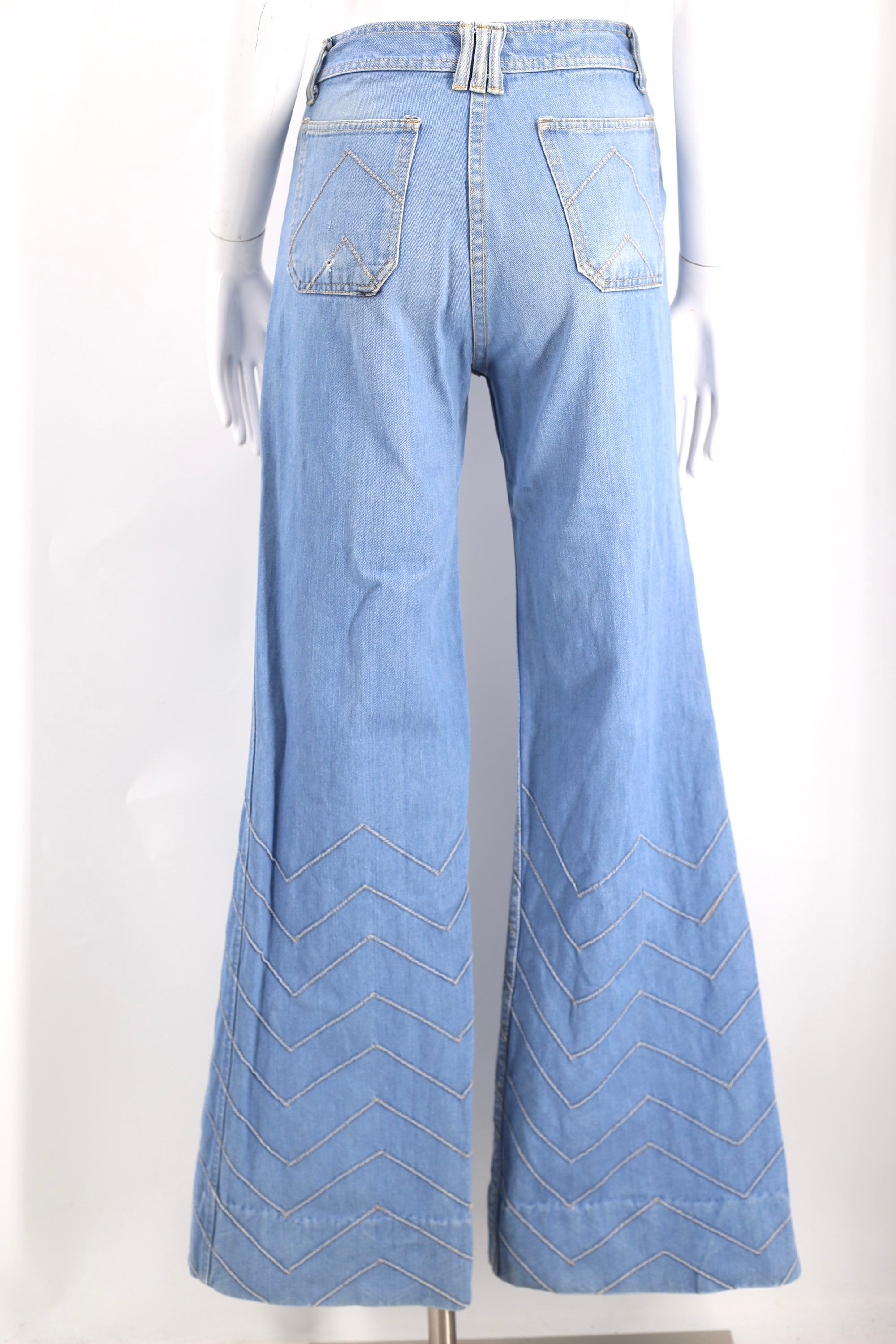 70s BRITTANIA chevron high waist bell bottom jeans 34 / vintage 1970s ...