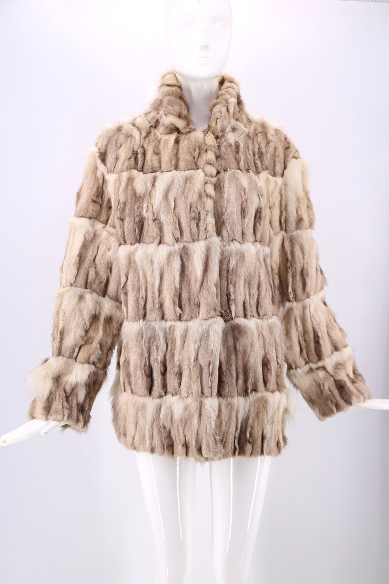 80s SAGA FOX vintage fur coat M / vintage 1970s 80s hip length textured blue fox fur coat M-L image 6