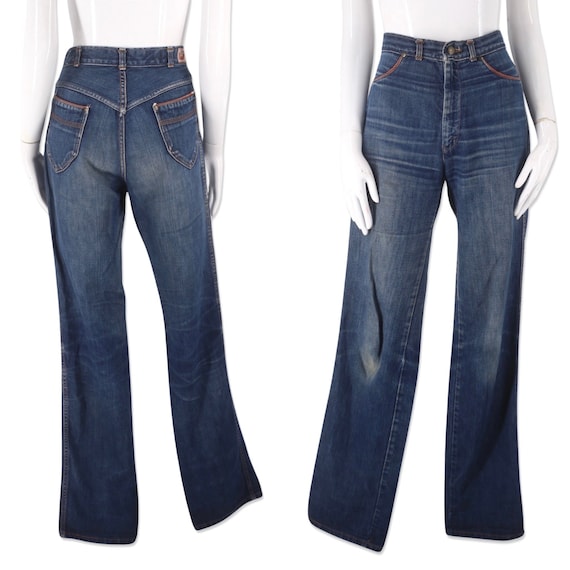 70s LANDLUBBER denim boot cut jeans 28", vintage … - image 1