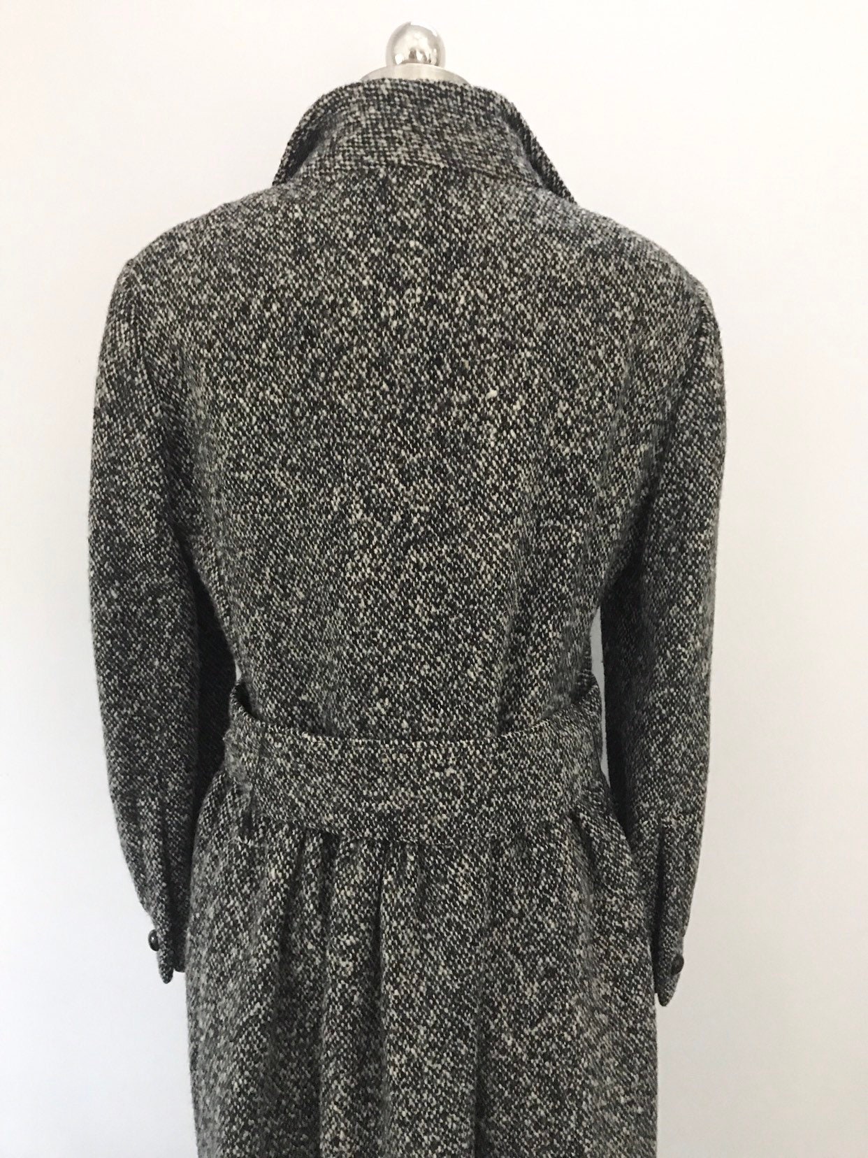 60s PIERRE CARDIN black and white tweed mod CIRCLE belt coat 1960s ...