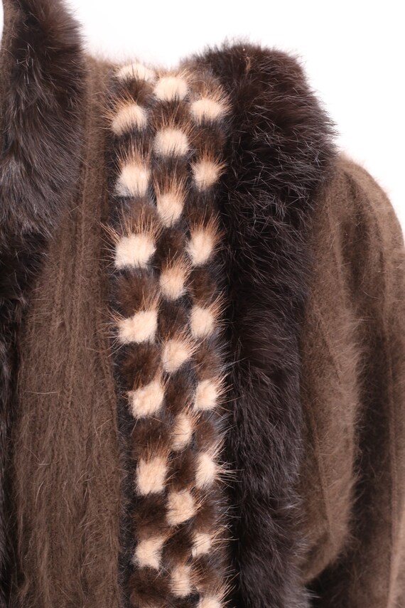 80s fur trim sweater cocoon coat L, vintage 1970s… - image 8
