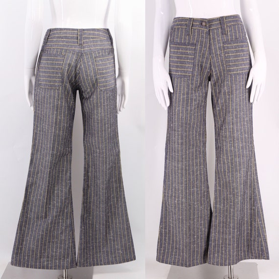 60s striped bell bottoms pants 27" / vintage 1960s