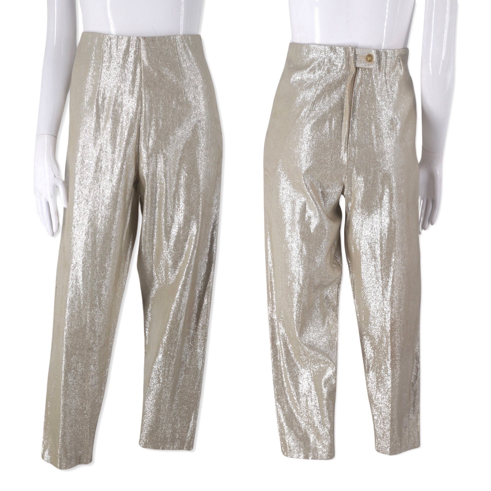 1950s Silver Lurex Capri Pants Size 4, Vampy Cigarette Style, Retro  Metallic Trousers, Vintage Women's Pants Bad Gal Rockabilly Sz S