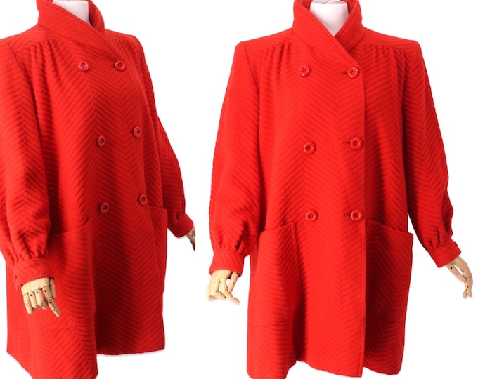 80s VALENTINO wool swing coat L / vintage 1980s clementine orange designer swing jacket coat 10 12