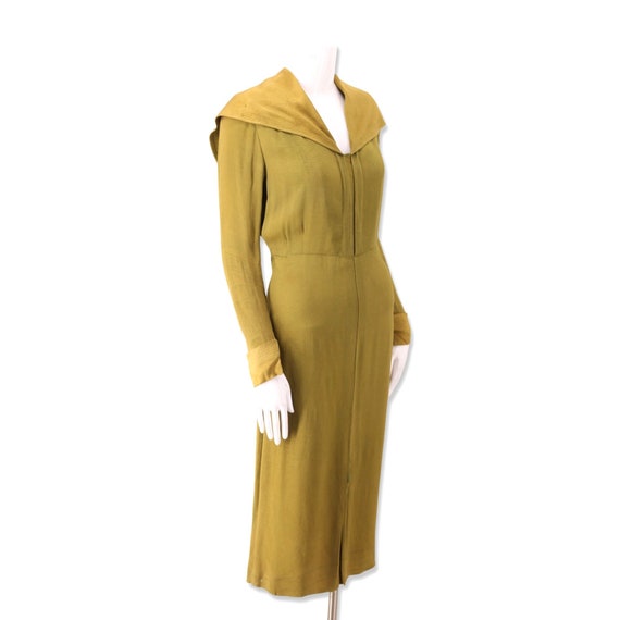 1930s acid green bias cut day dress, vintage 30s … - image 3