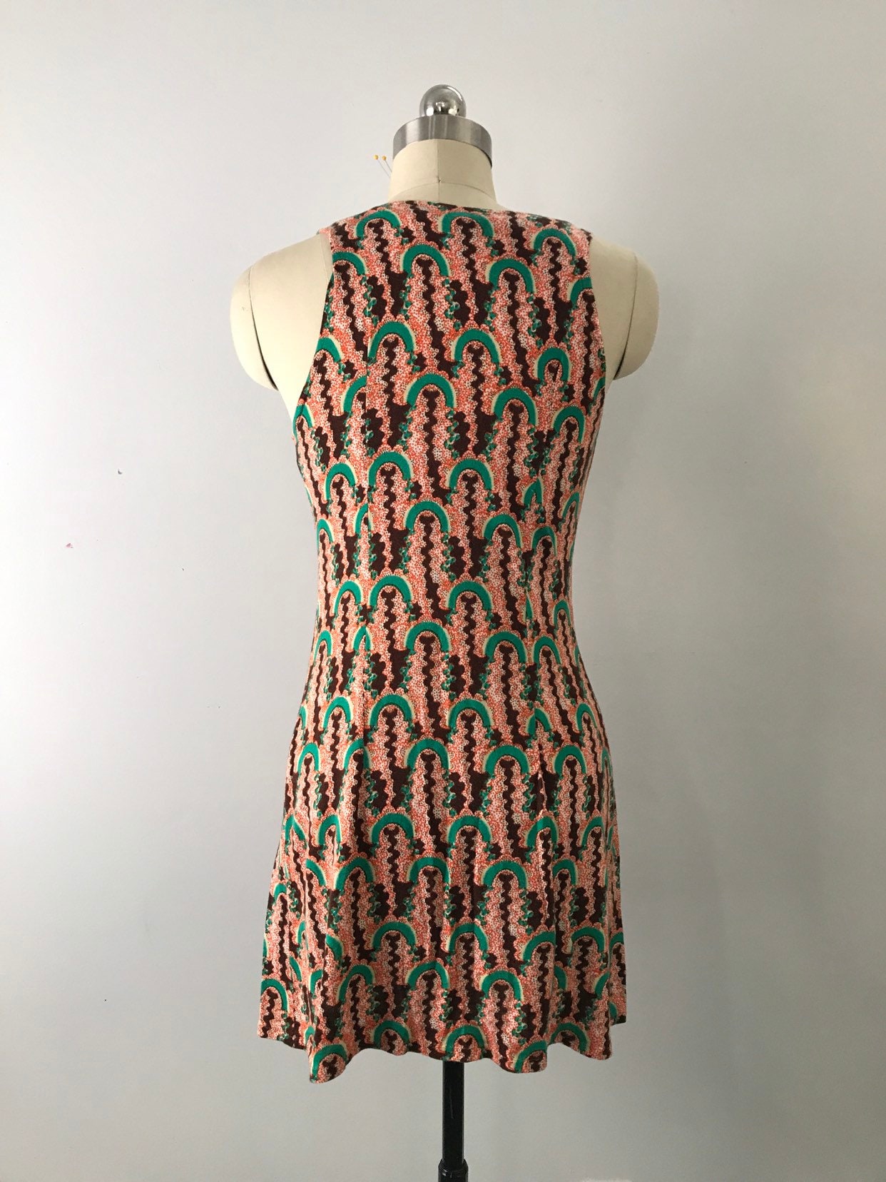 60s LONDON MOB Carnaby street print mini DRESS xs