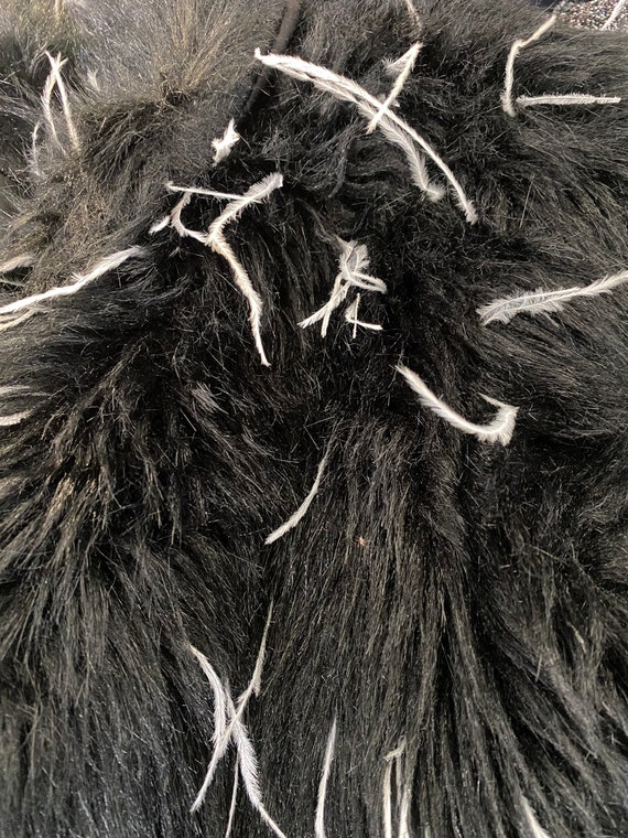 90s faux fur maribou shaggy coat M-L, vintage 199… - image 8
