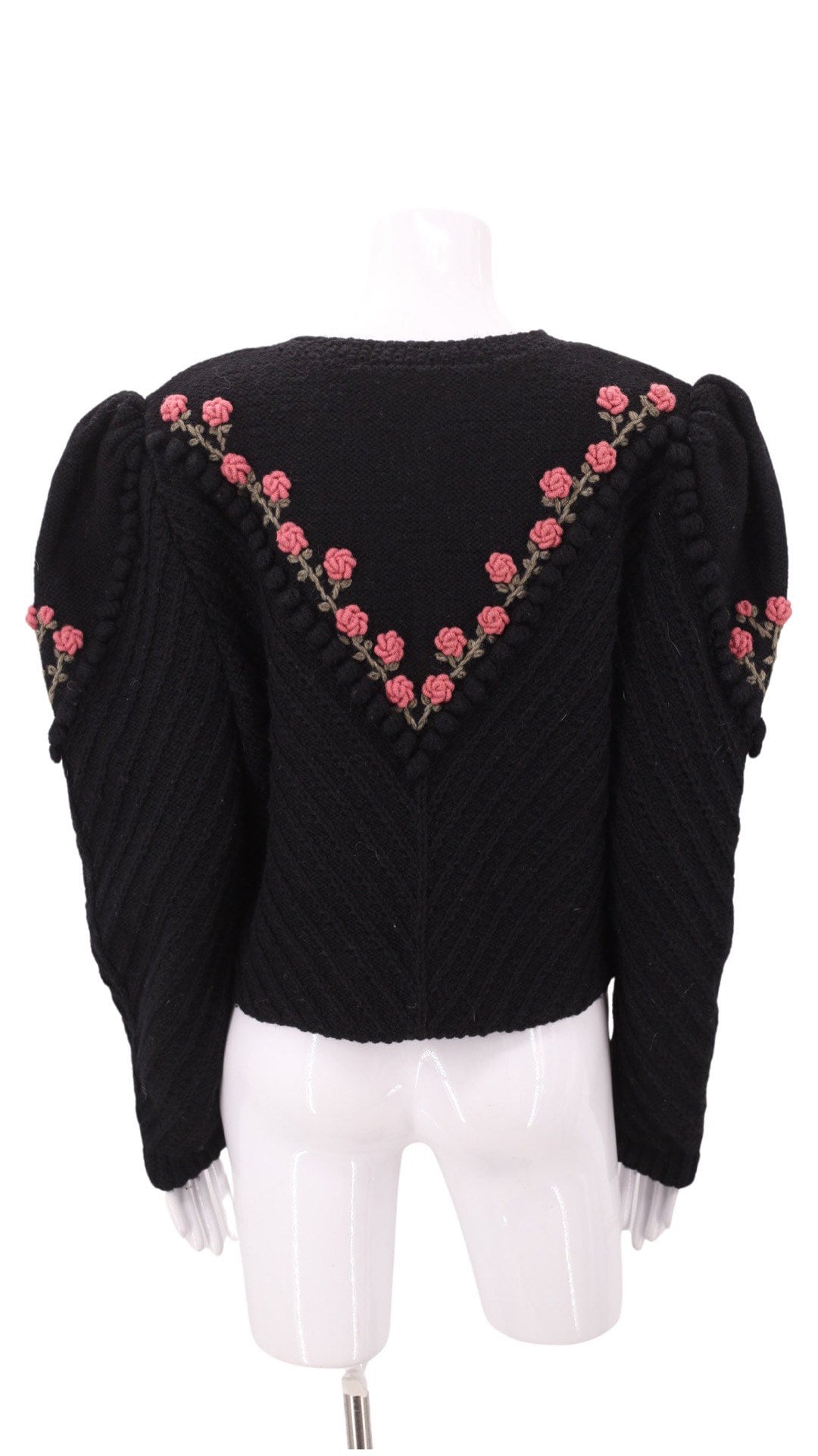 1980s AUSTRIAN folk embroidered black cardigan sweater L 1980s AUSTRIAN folk embroidered black cardigan sweater L