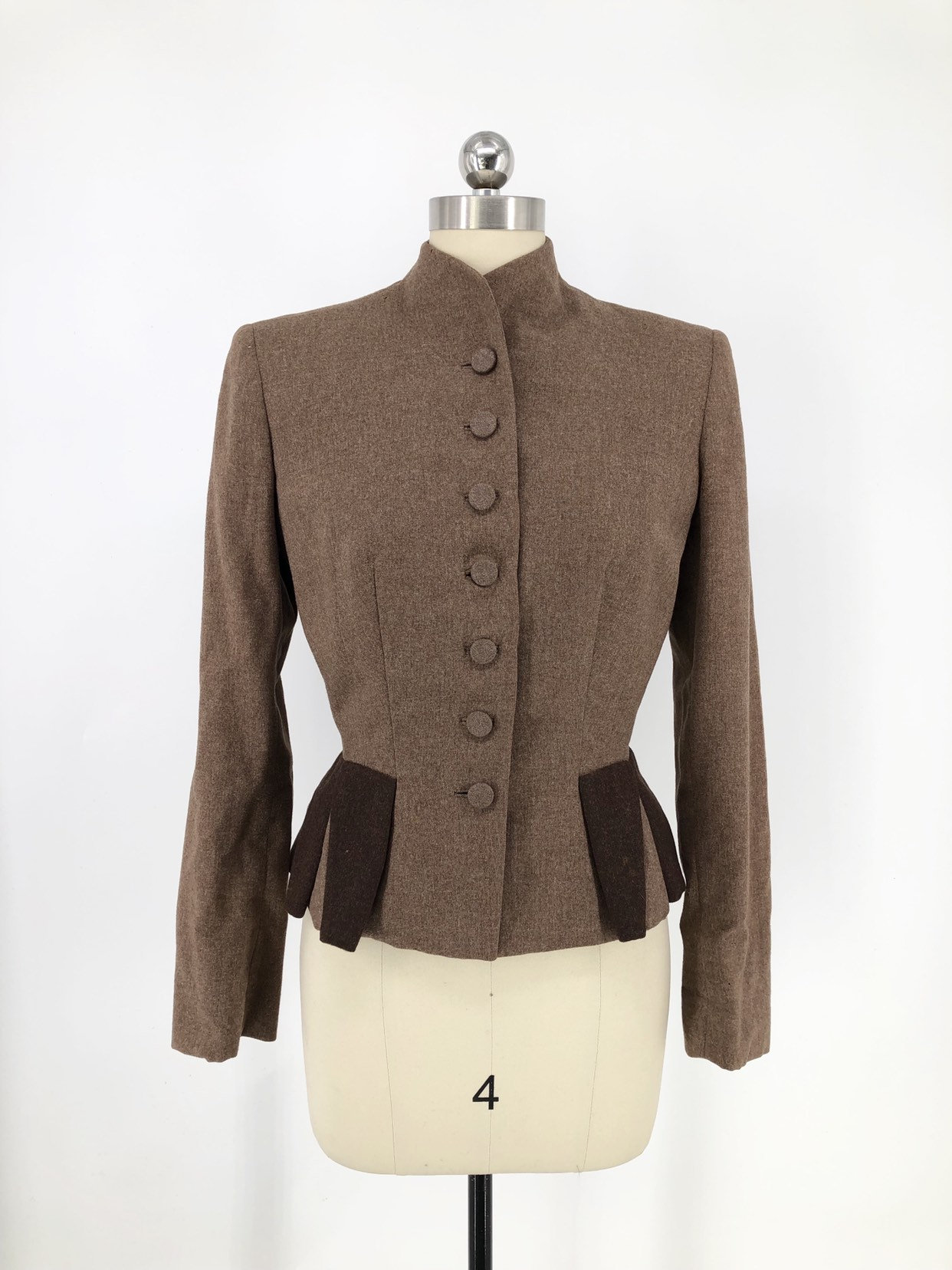 Vintage 40s IRENE suit jacket / 1940s Irene Lentz cocoa wool WWII era ...