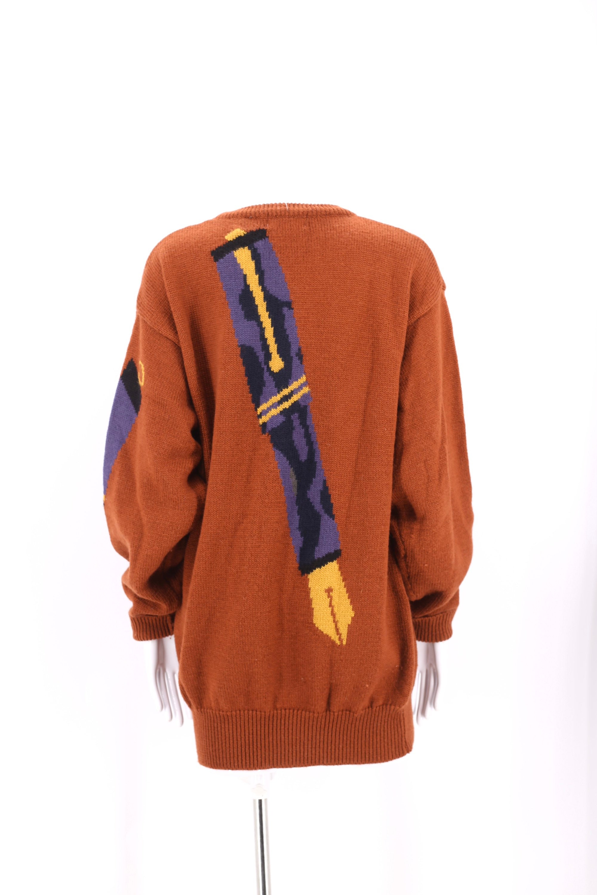 90s PAUL SMITH novelty print sweater with PENS 2 / vintage 1990s unisex