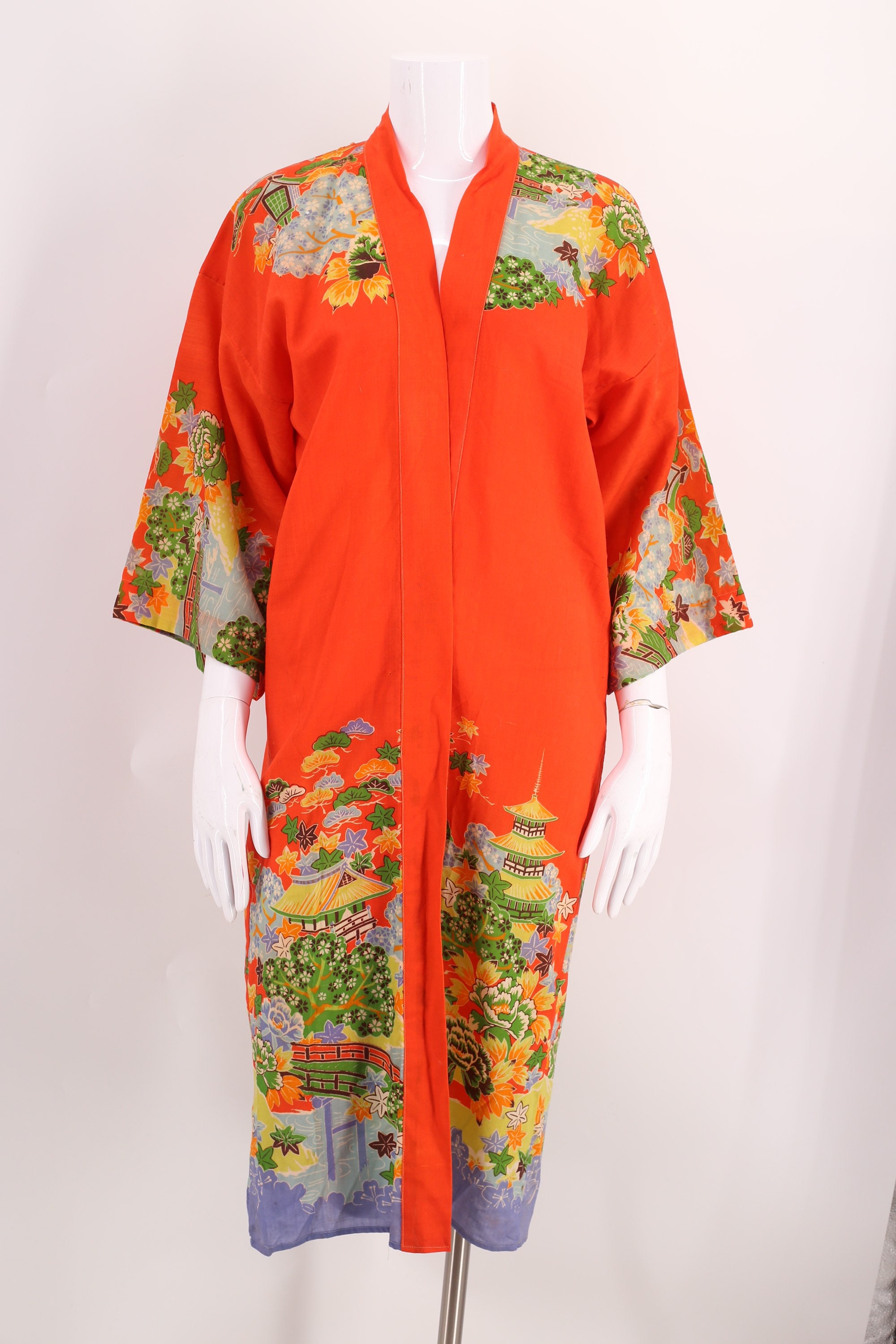 Art Deco Japanse Kimono-1930s Loungewear Kleding Dameskleding Pyjamas & Badjassen Jurken Vintage Japanse Kimono-1930s Japanse nieuwigheid Print Beach Cover Up 