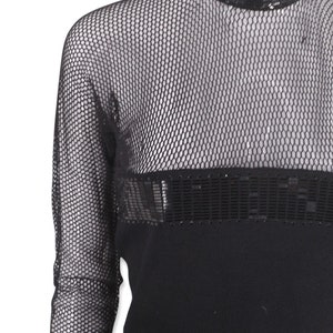 80s ST JOHN fishnet knit dress 8, vintage 1980s black sequined evening sheath dress image 4