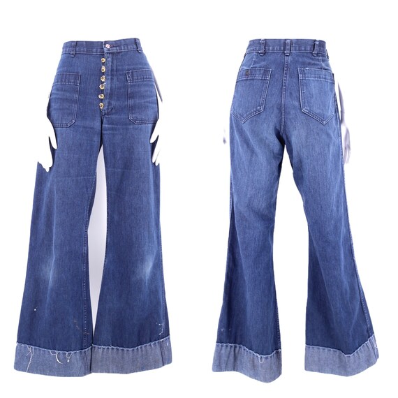 70s high waisted custom denim bell bottoms jeans 2