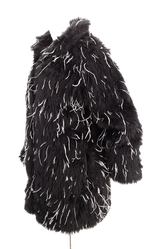 90s faux fur maribou shaggy coat M-L, vintage 199… - image 3