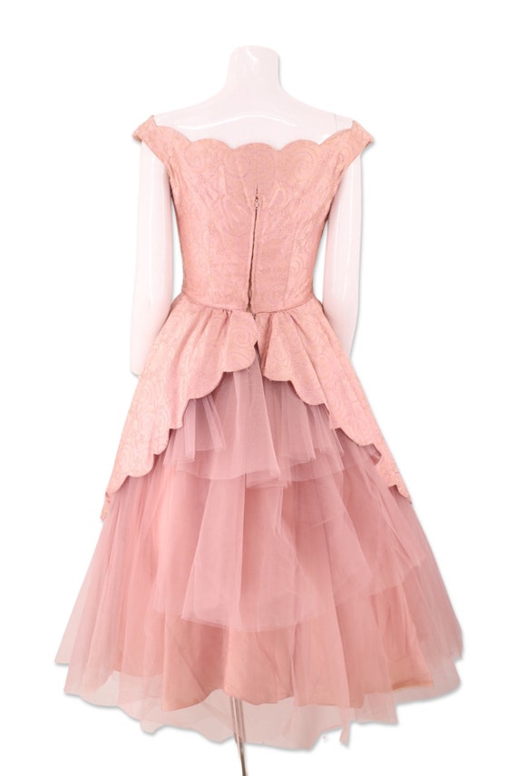 50s pink tulle party dress dress 25" , vintage 19… - image 4