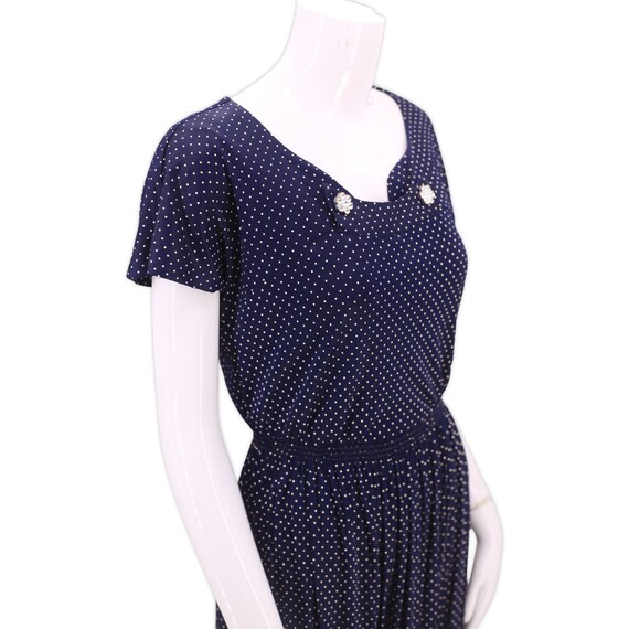 50s navy day dress, vintage 1950s nylon dress,  b… - image 3
