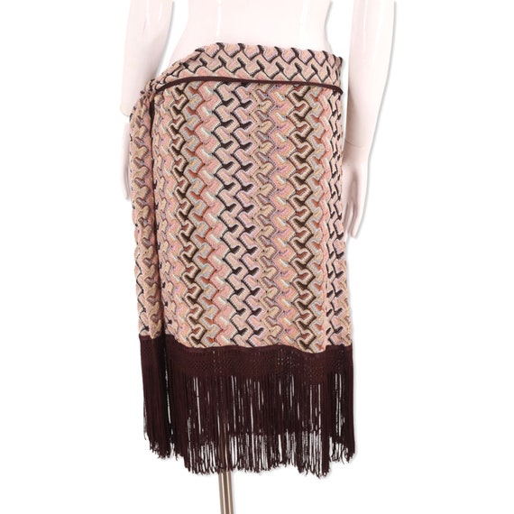 MISSONI knit fringe skirt 8, vintage signature zi… - image 4