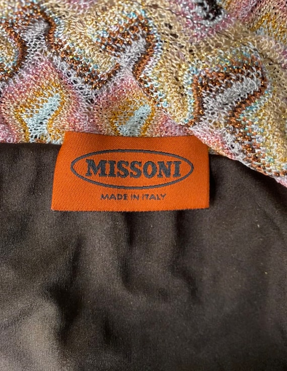 MISSONI knit fringe skirt 8, vintage signature zi… - image 9