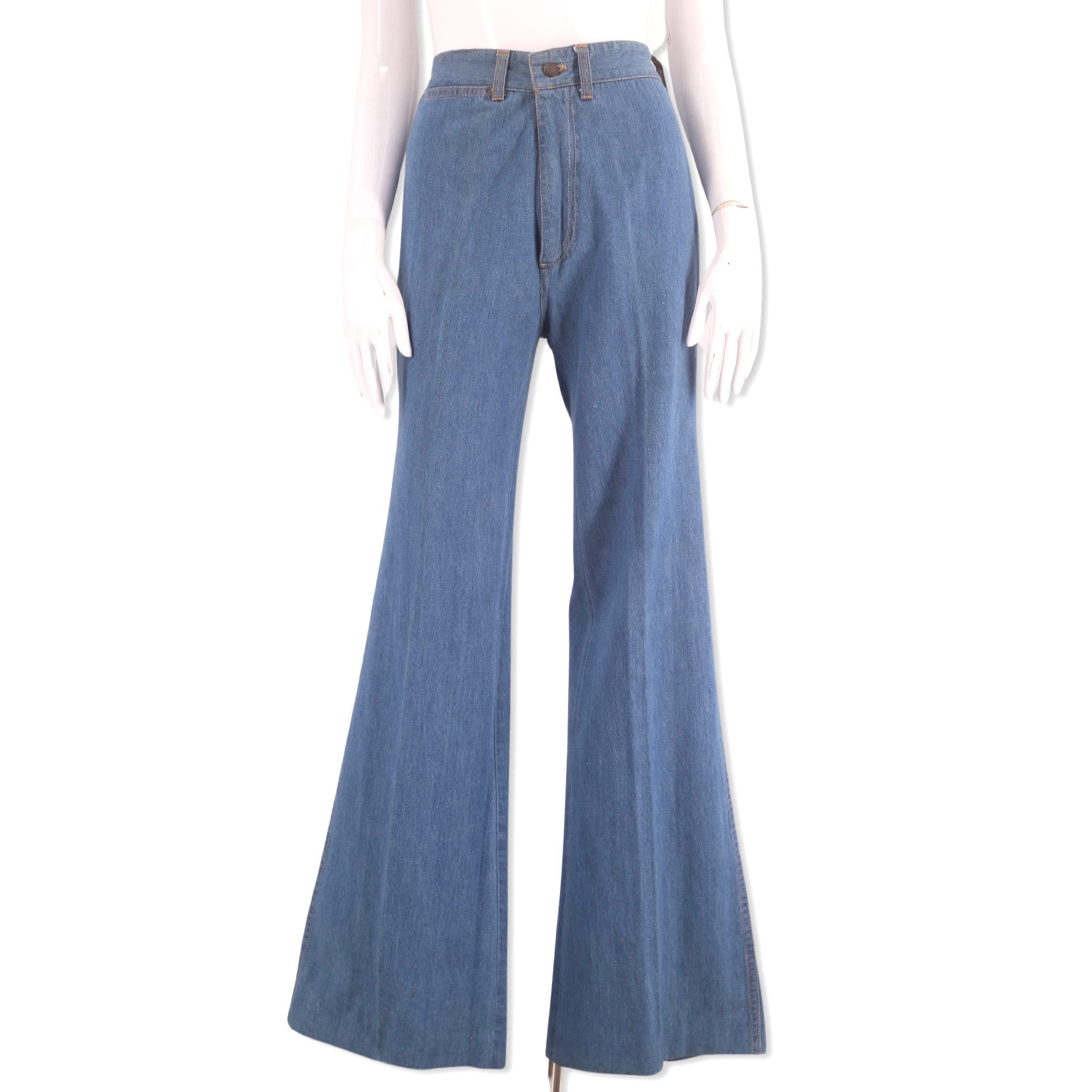 70s Chemin De Fer denim bell bottoms jeans 27, vintage 1970s high