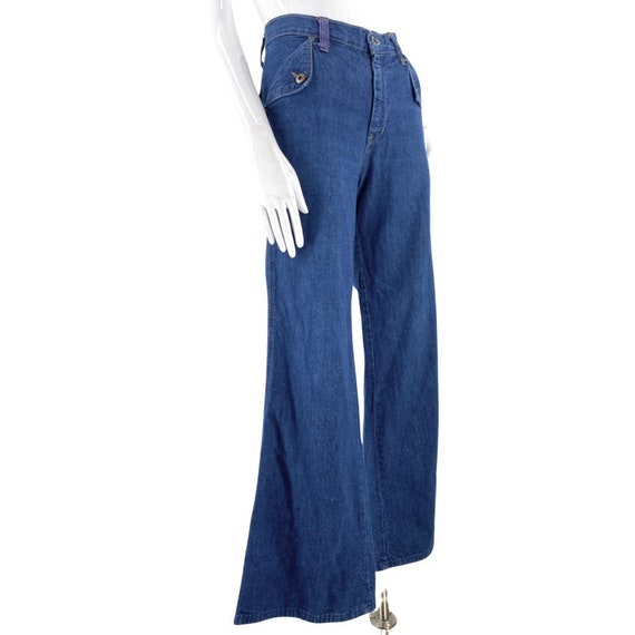 70s denim bell bottom jeans 30, vintage 1970s dar… - image 6