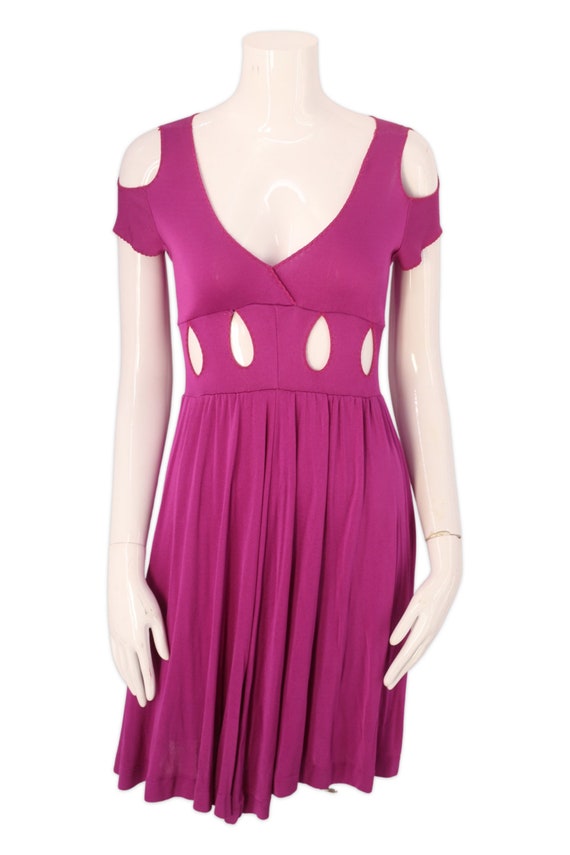 70s STEPHEN BURROWS World jersey keyhole dress S / vintage 1970s cut out rare disco designer dress magenta pink 70s STEPHEN BURROWS World jersey keyhole dress S / vintage 1970s cut out rare disco designer dress magenta pink