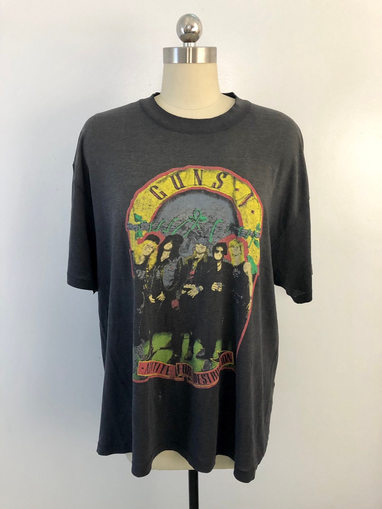 80s GUNS N ROSES vintage t shirt / 1989 black paper thin soft Appetite ...