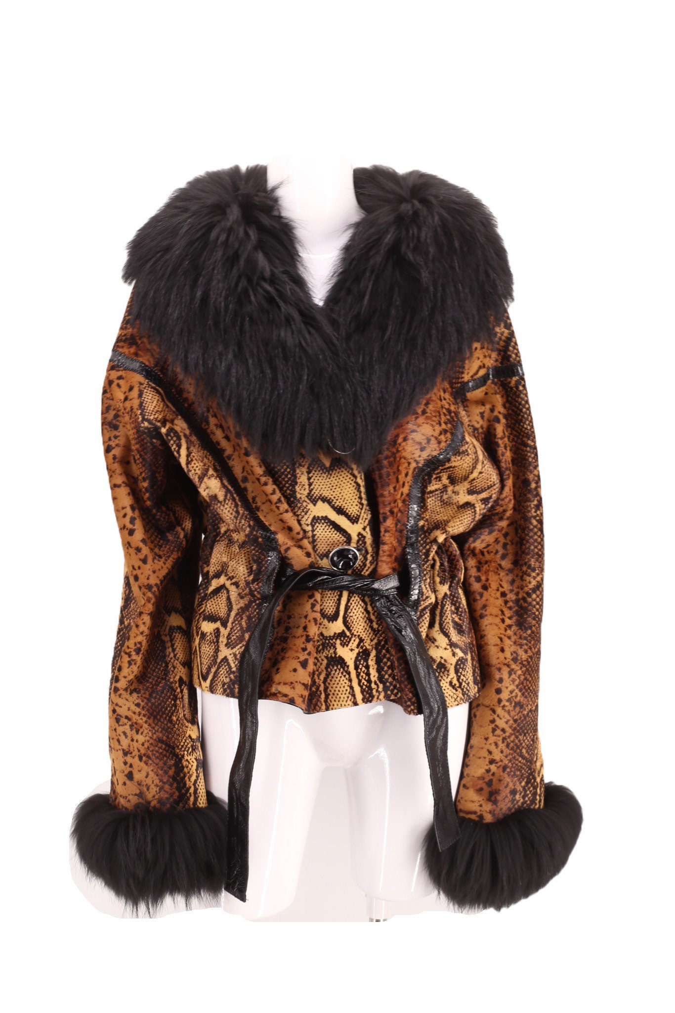 Y2K vintage snakeskin print fox fur coat sz L / 2000s 90s Y2K vintage snakeskin print fox fur coat sz L / 2000s 90s