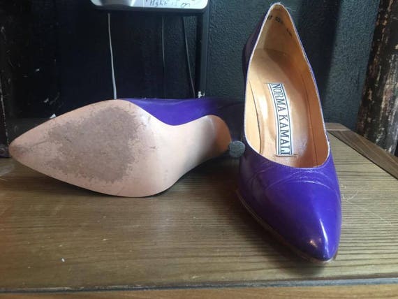 80s NORMA KAMALI shoes size 6.5, vintage purple high … - Gem