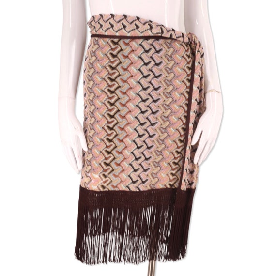 MISSONI knit fringe skirt 8, vintage signature zi… - image 7