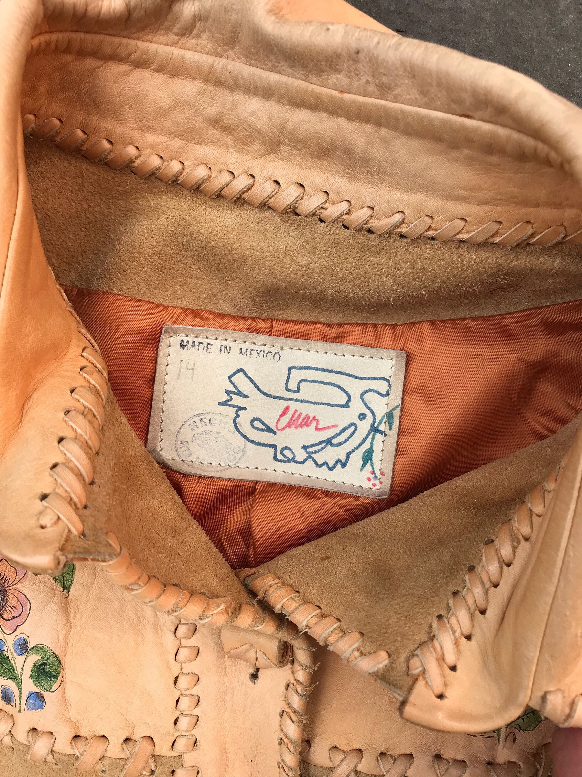 70s CHAR hand painted suede leather whip stitched custom JACKET 14