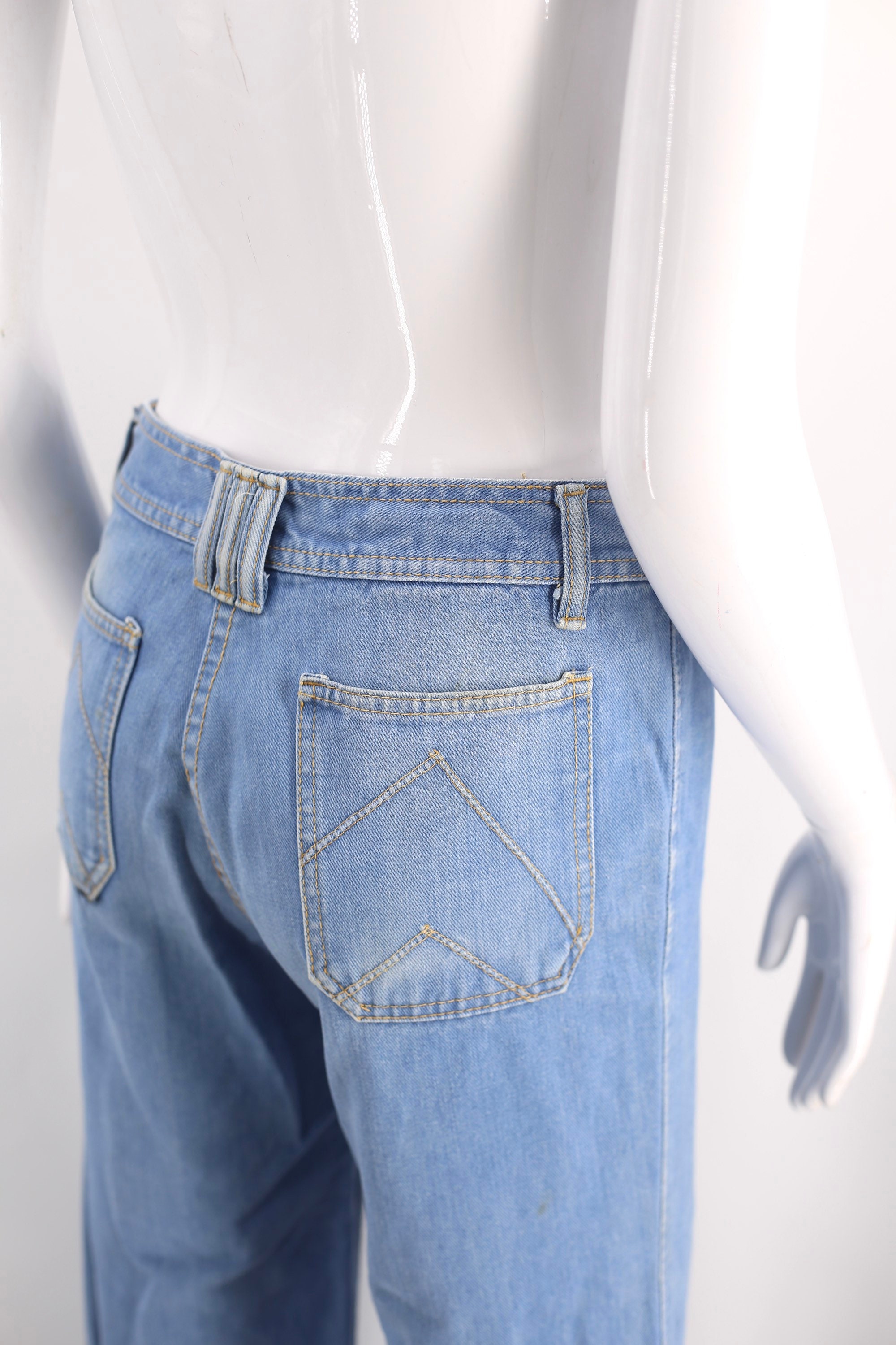 70s BRITTANIA chevron high waist bell bottom jeans 34 / vintage 1970s ...