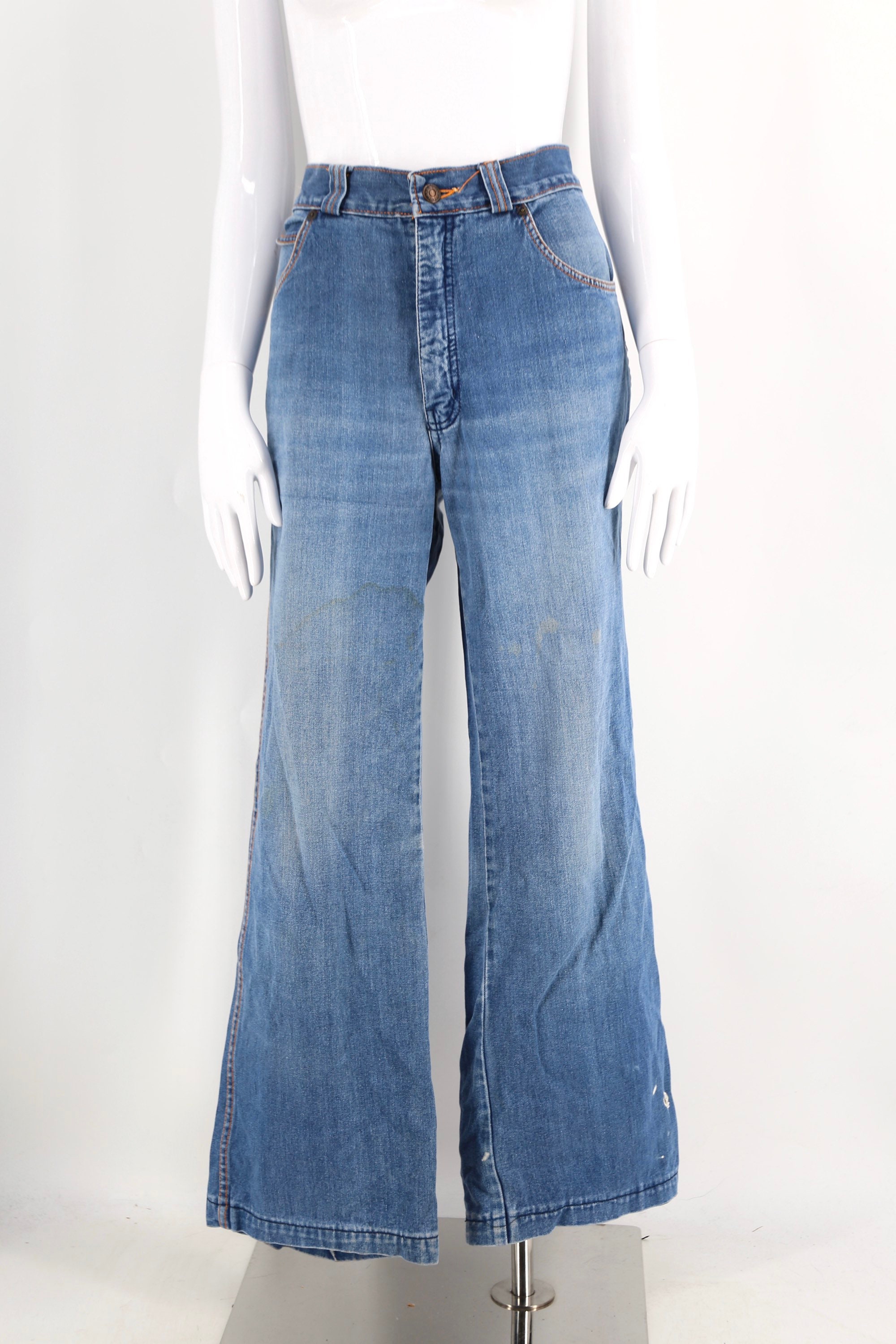 70s DISCO JEANS soft and light loose fit vintage jeans workwear pants ...