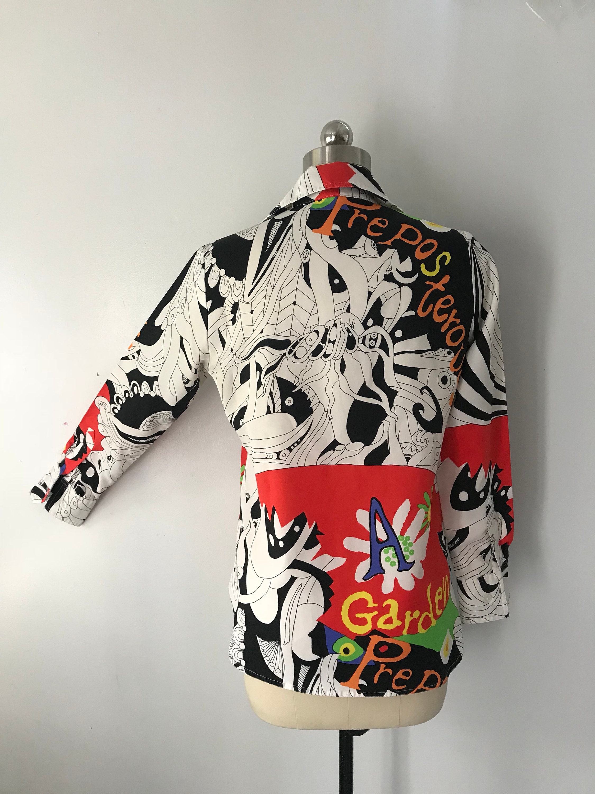 60s mens psychedelic shirt : swinging Sixties print top unisex vintage ...