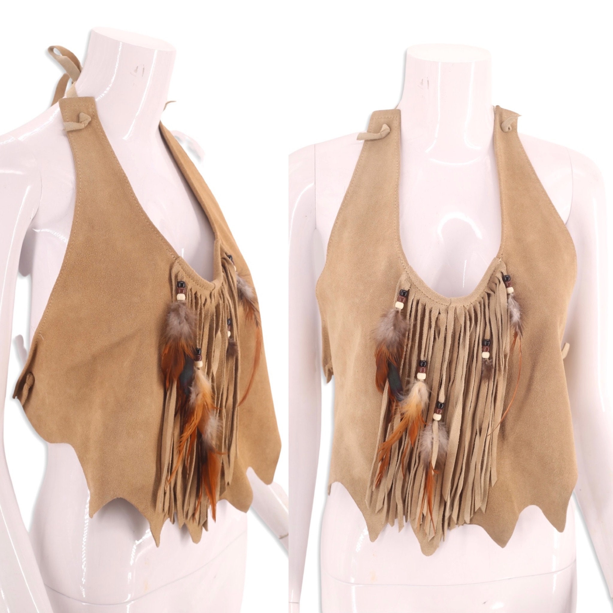 Leather Fringe Halter Top