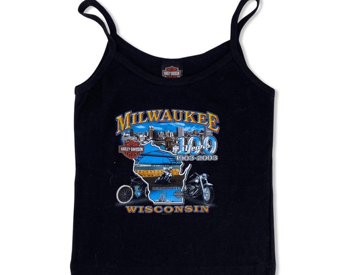 Y2k Harley Davidson tank, Vintage 2000s biker tee, 90s motorcycle tee Milwaukee sz S-M