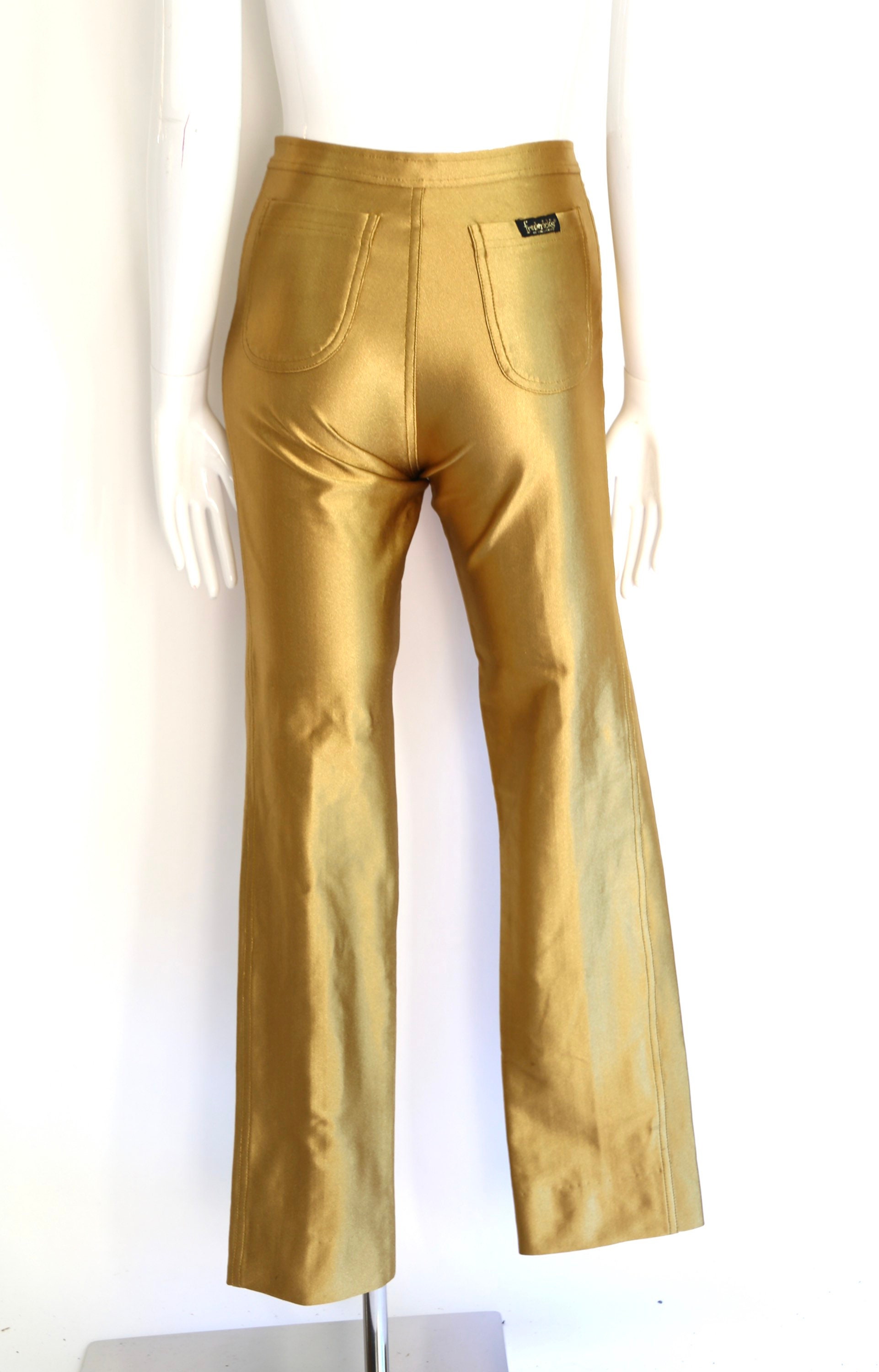 70s gold FREDERICKS of HOLLYWOOD original spandex disco pants M ...