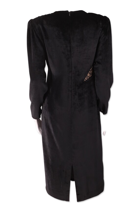 80s HANAE MORI vintage velvet dress 6 / black 198… - image 4