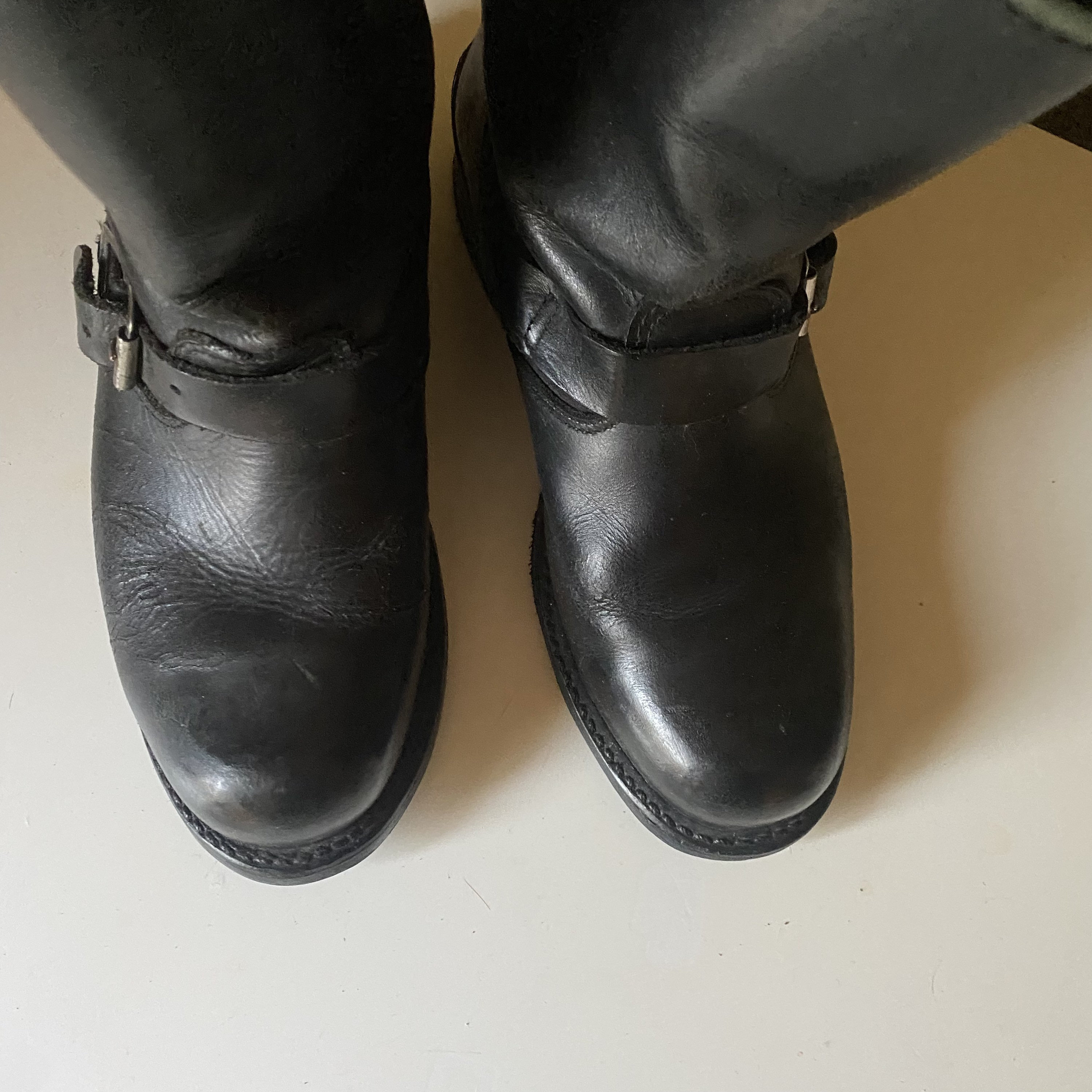 vintage FRYE black leather Moto biker boots sz 8.5 / engineer boots 80s 90s