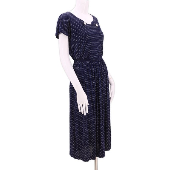 50s navy day dress, vintage 1950s nylon dress,  b… - image 5