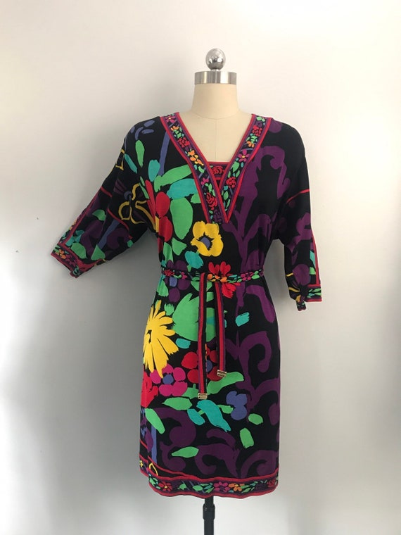 80s LEONARD Paris bold splashy floral print cotton