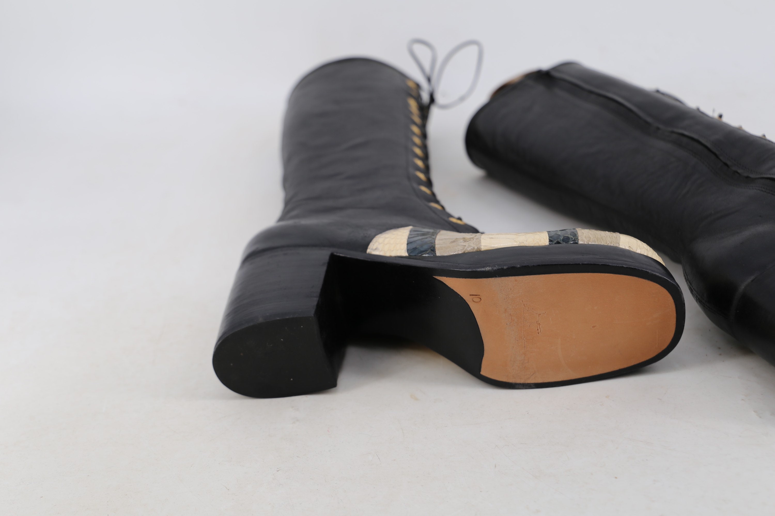 platform HENRY DUARTE leather & snakeskin 70s boots mens 10 / vintage 1970s inspired platforms