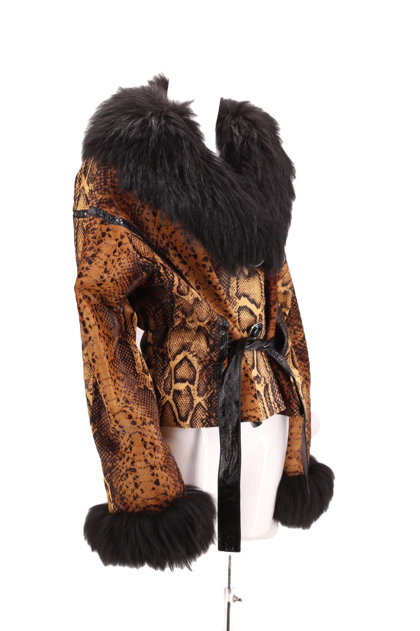 Y2K vintage snakeskin print fox fur coat sz L / 2000s 90s Y2K vintage snakeskin print fox fur coat sz L / 2000s 90s