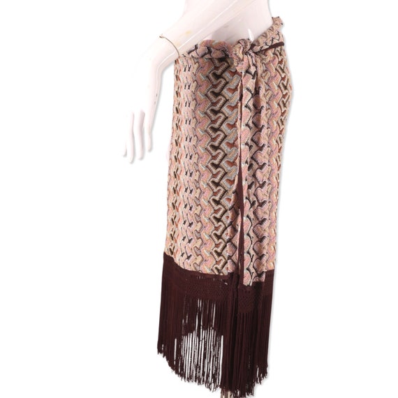 MISSONI knit fringe skirt 8, vintage signature zi… - image 3