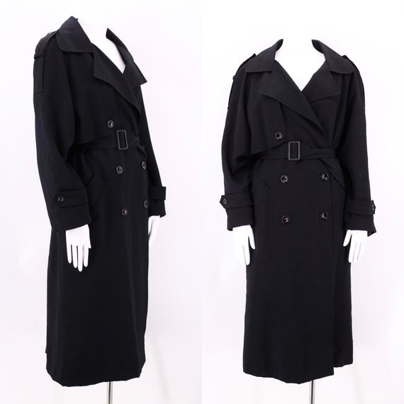 90s black oversized trench coat L / vintage 1990s