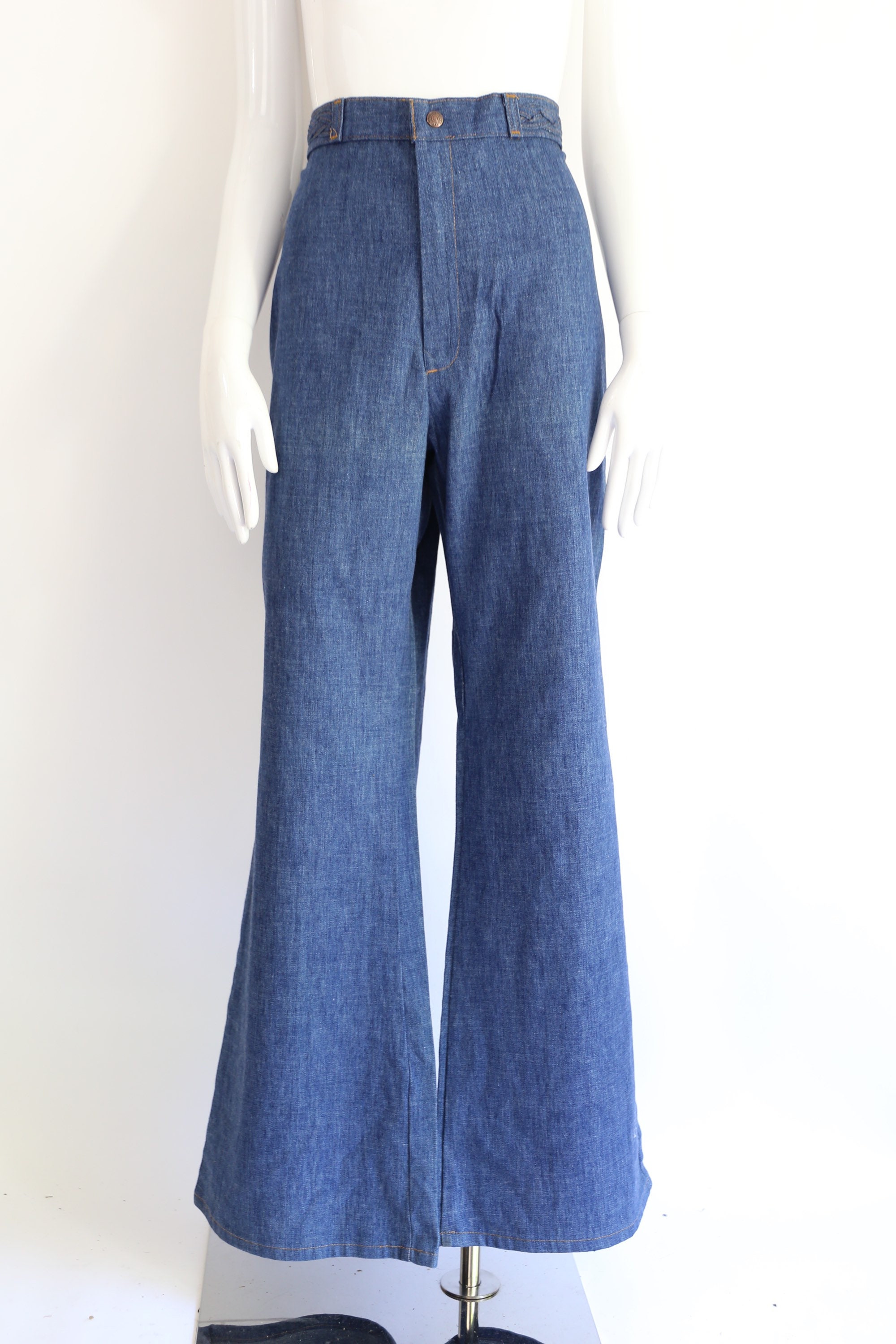 70s LEVIS Orange Tab hi rise jeans bells 16 / vintage 1970s medium wash ...