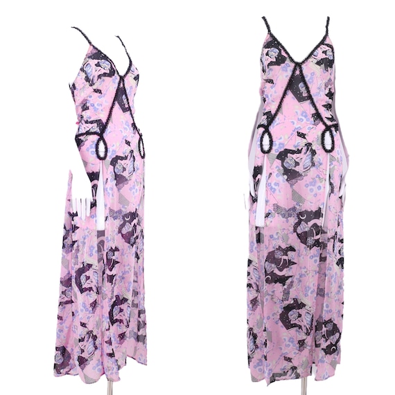 silk LA PERLA Art Deco print sheer slip M / 2000s