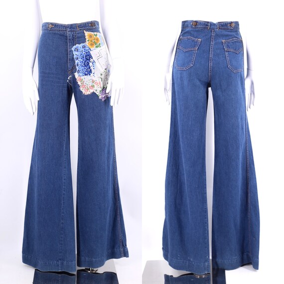 70s high waisted custom denim bell bottoms jeans 2