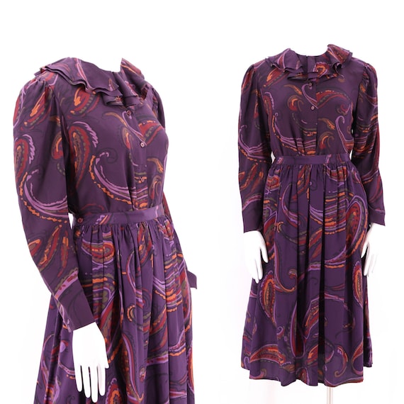 70s ALBERT NIPON silk print set sz 10, 1970s vint… - image 1