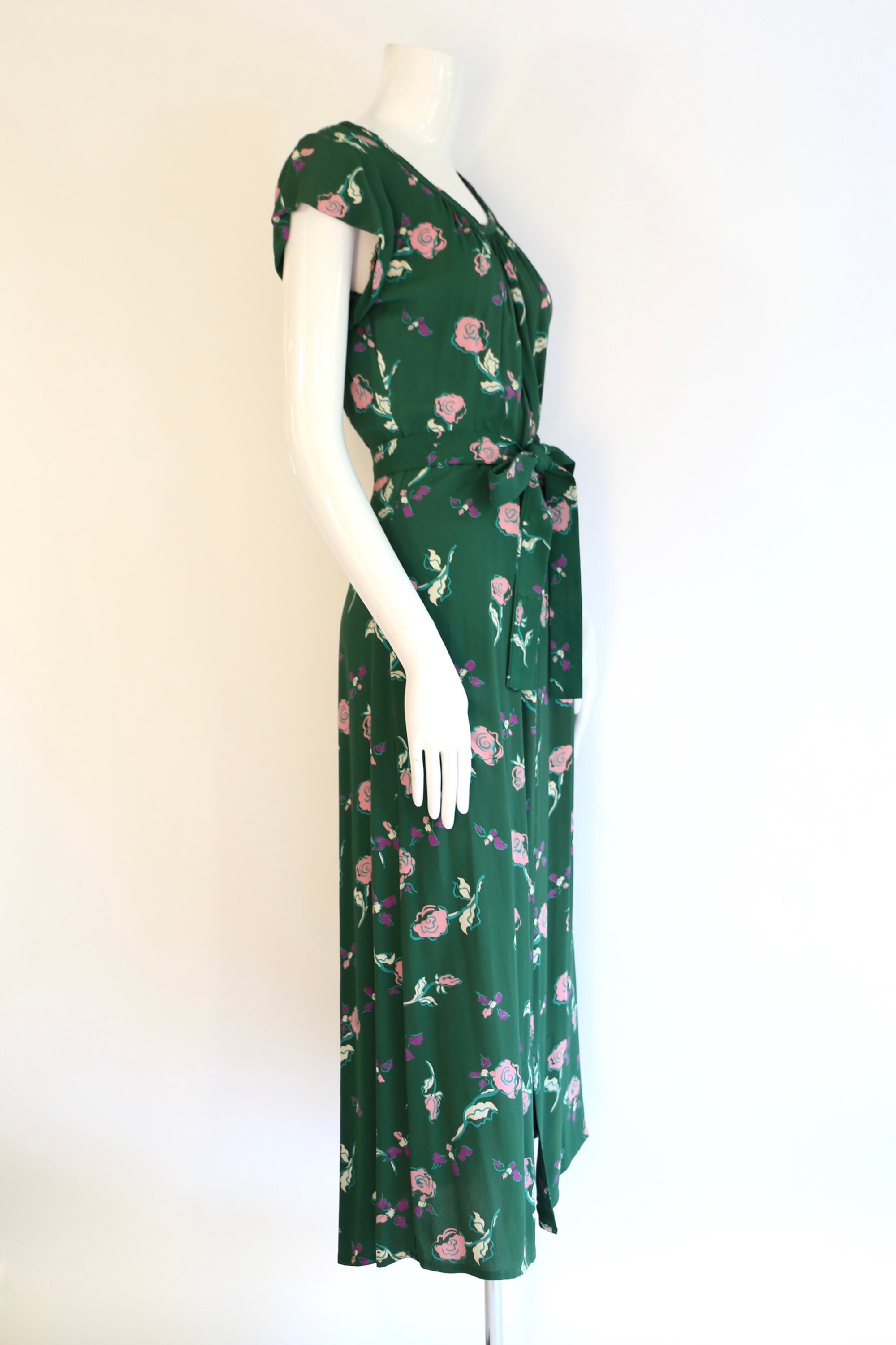 40s novelty print rayon day dress : vintage 1940s pink and green floral ...